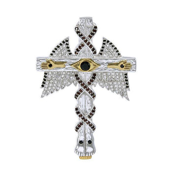 Believe in thy Cross ~ Dali-inspired fine Sterling Silver Jewelry Pendant in 18k Gold accent MPD2653 - Jewelry